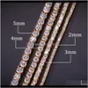 Lien 2Mm Zircon Cubique Tennis Beau Collier Or Sier Plaqué Cuivre Micro Pavé Cz Chaîne Cubaine 8 Pouces 7 Pouces Irgkj Xwsth