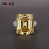 Oevas 100% S925 Sterling Silver Luxury Square Pink Yellow White High Carbon Diamond Wedding Rings för Kvinnor Party Fine Smycken