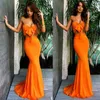 Zweiteiliges Set Sommerkleid Frauen Orange Trägerlose Maxikleider Bodenlänge Plus Size Sexy Beach Wear Boho Style Outfits 210331