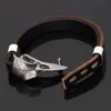 Link popolare Nordic Viking pirata cranio testa corvo cuoio in acciaio inossidabile Men039 Bracciale10671468710806