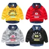 Vår höstdesign 2 3 4 5 6 8 10 år Barn nedskrivning Krage Letter Print Patchwork Sweatshirt för barn Baby Boy 211110