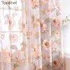 Topfinel rosa blommig rena gardiner för vardagsrum sovrum eleganta moderna gardiner fönster tulle voile gardin hem textil 210712