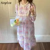 Travail lourd dentelle crochet fleur robe élégante femmes taille haute hanche une ligne longue robe o cou pull manches robe à carreaux 210422