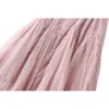 Весна осень женщин корейский стиль розовый черный нерегулярная сетка Высокая талия школа длинные макси покрытый юбками 210421
