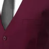 Hommes 2 pièces robe costume gilet avec cravate mode véritable poche smoking gilet hommes mariage formel chaleco hombre vin rouge 210522