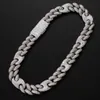 20mm mężczyźni Miami kubański łańcuch pełna sześcienna cyrkonia pudełko z klamrą Choker 3:1 naszyjnik z guzikami Hip Hop Bling Iced Out Rock klub nocny akcesoria do bransoletki 16 cali-30 cali