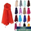 Women Solid Color Long Scarf Wrap Vintage Cotton Linen Large Shawl Hijab Elegant