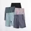 L-yoga short Nuevos pantalones cortos de Yoga de cintura alta para mujer, pantalones cortos deportivos sólidos para gimnasio, mallas elásticas para Fitness, pantalones cortos de Yoga para mujer de 4"