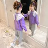 Teen Girls Clothing Sweatshirt + Byxor Teenage Spring Autumn Clothes Girl Lace Barnens 210527