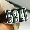 FANSSTEEL Anillo con nombre hecho a medida Joyería de acero inoxidable 3 letras VET números iniciales anillo del alfabeto Personalizado Regalo personalizado 5257246