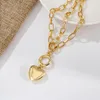 Chaîne de liaison LOVR Fashion Bracelets for Women Love Heart Gold Color Metal Déclaration Metal Chains Femme Dîner profond Bijoux Kent22