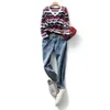 Casual com decote em v Spring Spring Outono Fina Striped Sweater Soft Soft Lote Chic Camisola Pullovers Girl Knit Jumper Top 210604