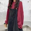 Strap Dress Baggy Large Size Mid-length Covering Belly Age Reduction Denim Skirt Female Preppy Style High Street 210526