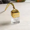 Car Perfume Bottle Scented oil diffuser Rearview Ornament Hanging Essential Oils Diffuser Cube Hollow Air Freshener Fragrance Empty Glass Bottles Pendant