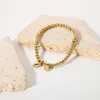 Link Chain 14K Guldpläterad rostfritt stål med pärlstrandarmband för kvinnor Creative Lotus Pendant Armband Jewelry Fawn22