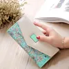 Wallets Wristlet Fashion Envelope Women Wallet Hit Color 3Fold Flowers Printing PU Leather Long Ladies Clutch Coin Phone Purse