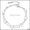 Juvelytitanium stål rolo pärla länk kedja charm armband för kvinnor mode smycken present länk släpp leverans 2021 cl7aw