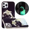 Blask w ciemnych miękkich przypadkach TPU dla iPhone 13 Pro Max 12 11 XR 7G 8G 6G 5S Touch5 SE 2022 Czaszka Słonecznik Luminous Cat Dog Mobile Telefon Powrót Pokrywa Skóry