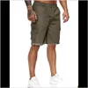 Kläder Apparel Drop Leverans 2021 Mens Cargo Side Multipockets Män Arbeta Shorts Casual Workout Kort byxor Lös passform Bomull Sommar Outdoor E