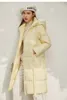 シンプルな90ホワイトアヒルダウンズカラー帽子女性の2021大型の暖かいロングコート高品質卸売緩いジャケット