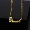 Customized Personalized Name Necklaces for Men Women Custom Stainless Steel 5mm Cuban Chain Nameplate With Crown Pendant Jewelry