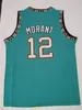 Mi08 Mens Ja Morant #12 Basketball Jerseys Teal White Blue Stitched City Black Vintage 75th Jersey Shirts S-XXL