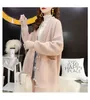 H.SA Arrivals Women Long Sweater Cardigans Loose V neck Oversized Jacket Pearl Button Spring Knit Coat Pink Korean Tops 210417