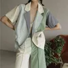 Mode Chic Panelled Korte Mouw Vrouw Blazers Zomer Resh Casual Double Breasted Coat Aestheticed Cotched Collar Jassen 210519