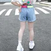 Fashion Girls High Waist Denim Shorts with Belt Baby Jeans Summer Cute Kids Clothes for Teenagers 13-4 Years 210723