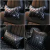 Cojines de asiento de cuero de diamante para reposacabezas de coche, almohada para el cuello, soporte de cintura, fundas de cojín con diamantes de imitación de cristal, accesorios interiores de estilo