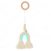INS Nordic Wall Nursery Decor Woven Rainbow Kids Room Decoration Pendant Wood Crafts Wooden Ring Tassel Hanging Ornaments