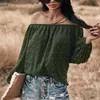 Jocoo Jolee Women Spring Sexy Elegant Slash Neck Office Lady Long Sleeve T-Shirt Casual Backless Solid Polka Dot Top 210619