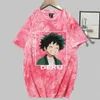 Min hjälte Academia Dekut-shirt Skriv ut Fashion Short Sleeve Round Neck Tie Dye Anime Tops Y0809