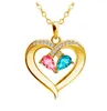 European American Fashion Love Heart Necklace Embellished with Crystals Mom Womens Valentines Gift