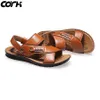 Beste Kwaliteit Cork Mannen Sandalen Zomer Lederen Romeinse Sandalen Mannelijke Schoenen Strand Flip Flops Mannen Mode Outdoor Slippers Schoenen