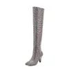 Long Rhinestones Brand Women Over-The-Knee Shoes High Boots Crystals Bota Feminina Sier Female Botas Mujer Bling S S 882622351 S 211561 s