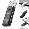 2 IN 1 메모리 카드 판독기 USB3.0 마이크로 SD TF 트랜스 플래시 드라이브 노트북 액세서리 용 멀티 카드 작성기 어댑터 변환기 도구