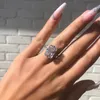 Dames Trouwringen Mode Zilveren Edelsteen Verlovingsringen Voor Vrouwen Vierkante Gesimuleerde Diamanten Ring Sieraden