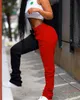 2020 Nowy Solid Color Jogger Pant Pant Plus Size Ruched Legginsy Bell Dolne Wózki Spodnie Kobiety Q0801