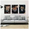 Flower Animal Lion Tiger Deer Leopard Abstract Canvas Painting Wall Art Nordic Print Poster Decorative Picture Living Room Decor 211222