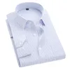Мужские формальные рубашки размера плюс от S до 8xl в полоску с длинными рукавами и нежелезным прилеганием классические рубашки из однотонного твила Социальная мужская одежда 220726