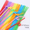 Colorful Drinking Plastic Straws Art straw Bending DIY Modeling Throwaway 100 Piece One Bag Drinks Juices Barware Kitchen Bar Tools Accessories Black Transparent