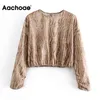 Mode leopard print kvinnor o nacke streetwear short tops lady batwing långärmad lös t-shirt kvinnlig ropa mujer 210413