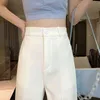 Nomikuma Koreański styl spodnie damskie Split Design Unicolor Casual High Street Spodnie Lato Proste Pantalones 210514