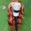 Long Honey Blonde Lace Frontal Human Heuving Wig ombre Ginger Orange Full Front Highlight 28 30 pouces Wigs Synthetic Deep Wigs