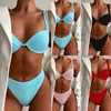 Gnim High Waist Bikini Badkläder Kvinnor Push Up 2021 Sexig Solid Backlswimsuit Kvinna 2 Pieces High Cut New Swim Bathing Suit X0522