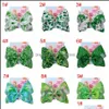 Bomboniera Evento Forniture per feste festive Casa Giardino Bowknot Capelli Neonate Lucky Clover Barrettes Kids Green Bow-Tie Hairpin Bambini Primavera H