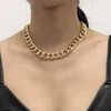 2021 Moda Duży naszyjnik dla Kobiet Twist Gold Silver Color Chunky Gruby Lock Choker Chain Necklaces Party Biżuteria Prezent