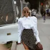 vintage puff sleeve white office ladies blouse shirts women long elegant streetwear autumn tops 210427