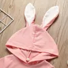 INS Baby Rabbit Hood-Hooded Romper Conejito Ear Pascua Mansuits Mangas cortas para el verano de algodón niños pequeños
